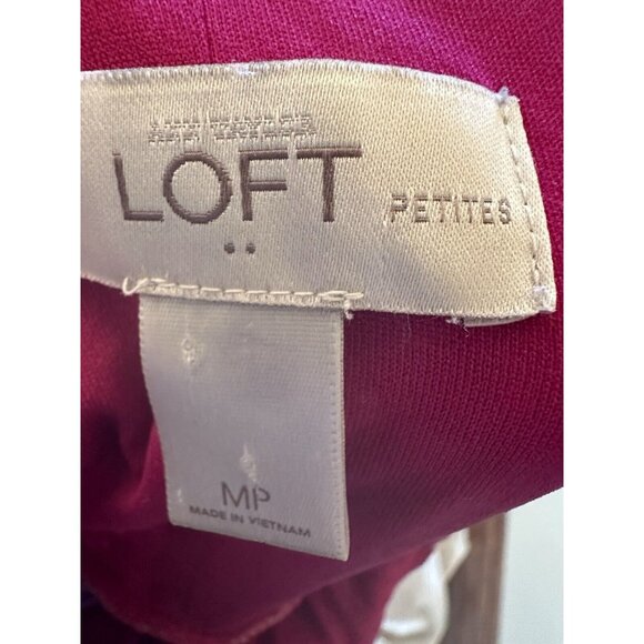 Loft Magenta Pink Sleeveless Dress Sz MP Sundress Geometric Casual Tie back - Picture 8 of 9